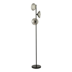 Kadience 3 Light Floor Lamp Satin Black and Smoked Glass