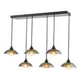 Kadience 6 Light Bar Pendant Satin Black and Smoked Glass