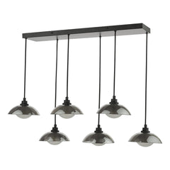 Kadience 6 Light Bar Pendant Satin Black and Smoked Glass