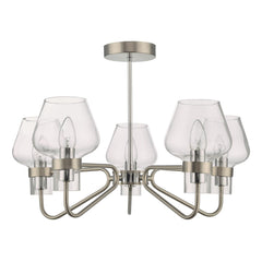 Keta 5 Light Semi Flush Satin Chrome & Polished Chrome