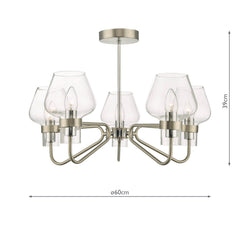 Keta 5 Light Semi Flush Satin Chrome & Polished Chrome