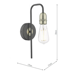 Kiefer Wall Light Black & Antique Brass
