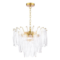Kimmia 6 Light Pendant Natural Brass and Textured Glass