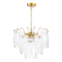 Kimmia 6 Light Pendant Natural Brass and Textured Glass