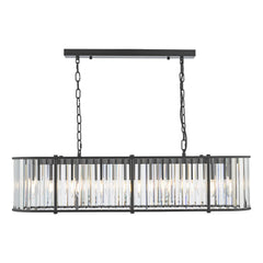 Kiran 7 Light Bar Pendant Satin Black and Crystal