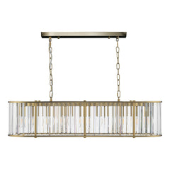 Kiran 7 Light Bar Pendant Natural Brass and Crystal