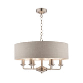 Laura Ashley Sorrento 6 Light Satin Nickel Natural Shade