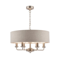 Laura Ashley Sorrento 6 Light Satin Nickel Natural Shade