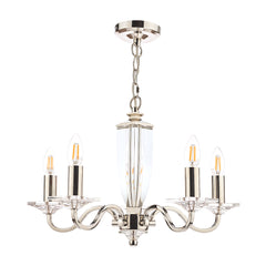 Laura Ashley Carson 5 Light Chandelier Polished Nickel