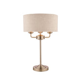 Laura Ashley Sorrento Table Lamp 3 Light Satin Nickel  Natural Shade