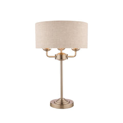 Laura Ashley Sorrento Table Lamp 3 Light Satin Nickel  Natural Shade