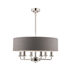 Laura Ashley Sorrento 6 Light Polished Nickel Charcoal Shade