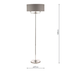 Laura Ashley Sorrento Floor Lamp 3 Light Polished Nickel Silver Shade