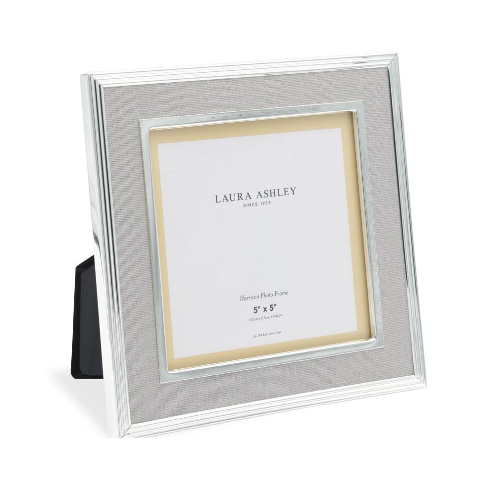 Laura Ashley Harrison Photo Frame Pale Charcoal Linen 5x5 Inch
