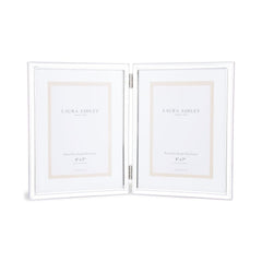 Laura Ashley Boxed Double Photo Frame Polished Silver 5x7 Inch
