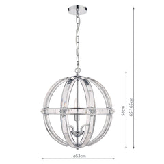 Laura Ashley Aidan 5 Lt Pendant Polished Chrome and Glass