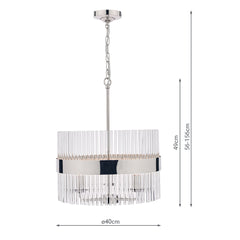 Laura Ashley Alexa 3lt Pendant Glass and Polished Nickel Small