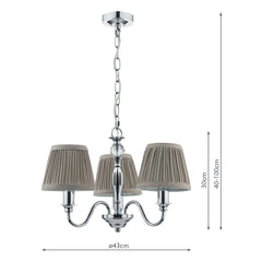 Laura Ashley Ellis 3 Light Polished Chrome Pendant with Shades