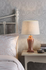 Laura Ashley Regina Small Table Lamp Pink Blush Polished Chrome Base Only