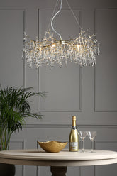 Laura Ashley Willow 5lt Pendant Satin Champagne Crystal