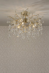 Laura Ashley Willow 3lt Semi Flush Satin Champagne Crystal