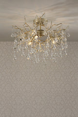 Laura Ashley Willow 3lt Semi Flush Satin Champagne Crystal