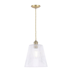 Laura Ashley Callaghan Grand Pendant Antique brass Ribbed Glass