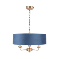 Laura Ashley Sorrento 3 Light Antique Brass Blue Shade