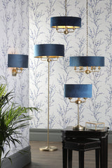 Laura Ashley Sorrento 3 Light Antique Brass Blue Shade