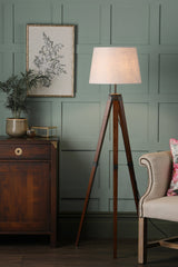 Laura Ashley Burdale Tripod Floor Lamp Wood and Brass