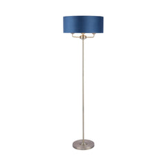 Laura Ashley Sorrento Floor Lamp 3 Light Antique Brass Blue Shade