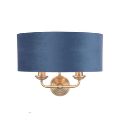 Laura Ashley Sorrento Wall Light Antique Brass Blue Shade