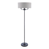 Laura Ashley Sorrento Black 3 Light Floor Lamp With Natural Shade