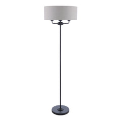 Laura Ashley Sorrento Black 3 Light Floor Lamp With Natural Shade