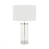 Laura Ashley Harrington Small Table Lamp Polished Nickel and Glass With Shade