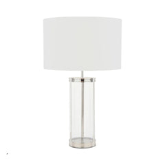 Laura Ashley Harrington Small Table Lamp Polished Nickel and Glass With Shade
