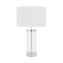 Laura Ashley Harrington Large Table Lamp Polished Nickel and Glass With Shade