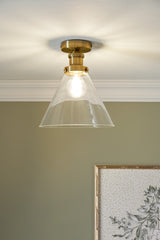 Laura Ashley Isaac Semi-Flush Antique Brass and Glass