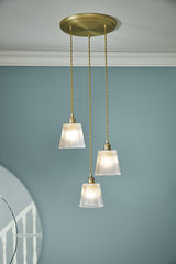 Laura Ashley Callaghan 3 Light Pendant Antique Brass and Glass