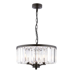 Laura Ashley Elkwood 3 Light Pendant Crystal and Black