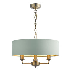 Laura Ashley Sorrento 3 Light Shadelier Matt Antique Brass and Green With Shade
