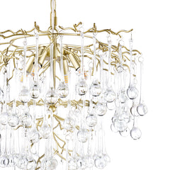 Laura Ashley Willow 4 Light Pendant Satin Champagne and Crystal