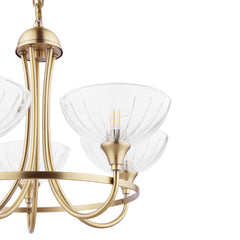 Laura Ashley Wellham 5 Light Armed Pendant Antique Brass and Glass