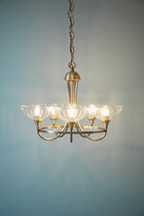 Laura Ashley Wellham 5 Light Armed Pendant Antique Brass and Glass