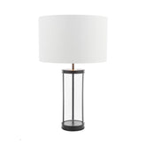 Laura Ashley Harrington Small Table Lamp Matt Black and Glass With Shade