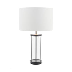 Laura Ashley Harrington Small Table Lamp Matt Black and Glass With Shade