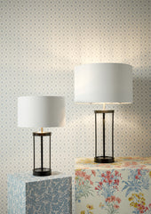 Laura Ashley Harrington Small Table Lamp Matt Black and Glass With Shade