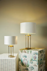 Laura Ashley Harrington Small Table Lamp Antique Brass and Glass With Shade