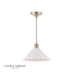 Laura Ashley Daws Pendant White Ceramic and Antique Brass