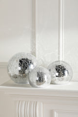 Laura Ashley Silver Crackle Glass Globe Set of 3 Lit Decoration